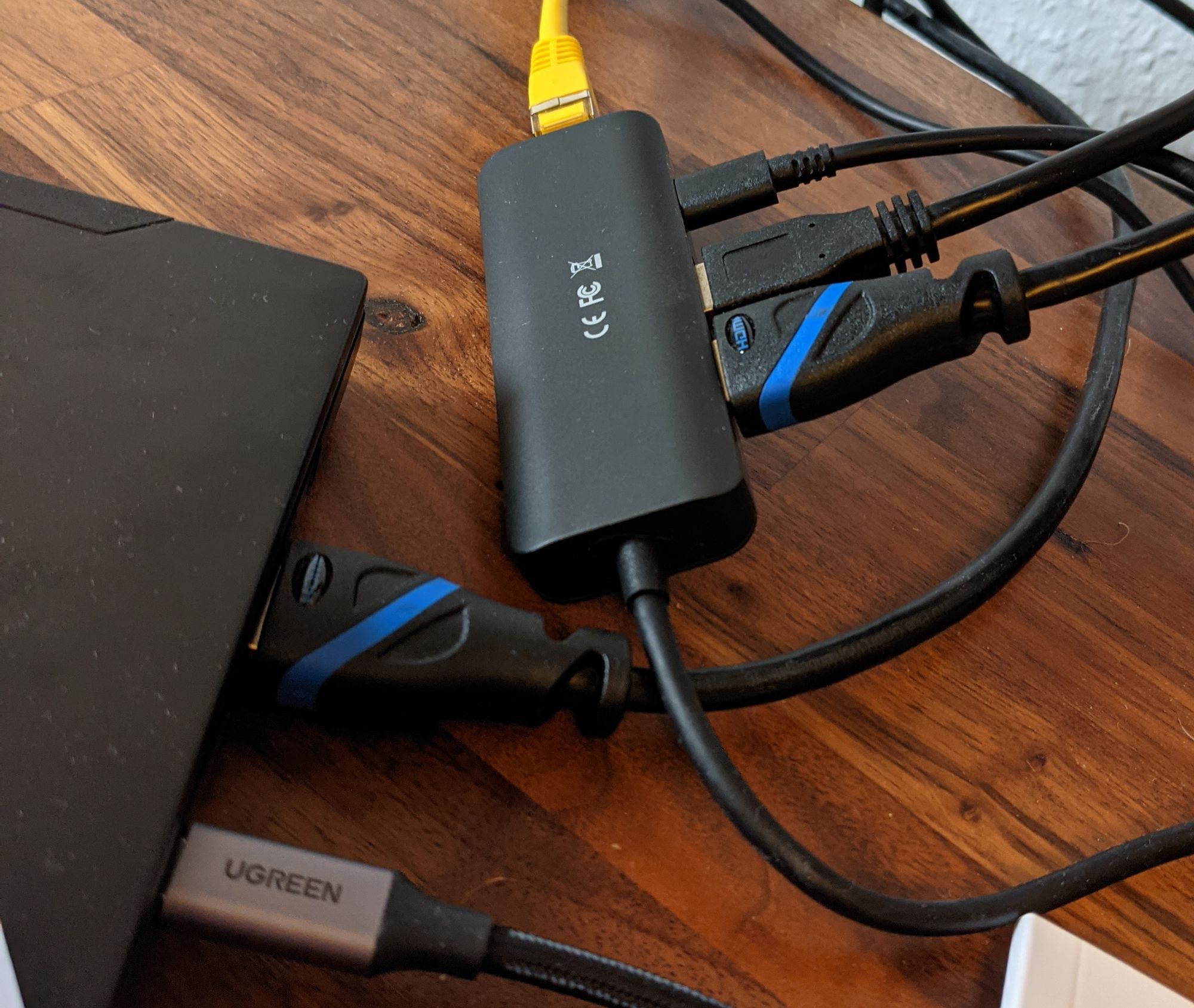 USB-C Dongle attached to laptop