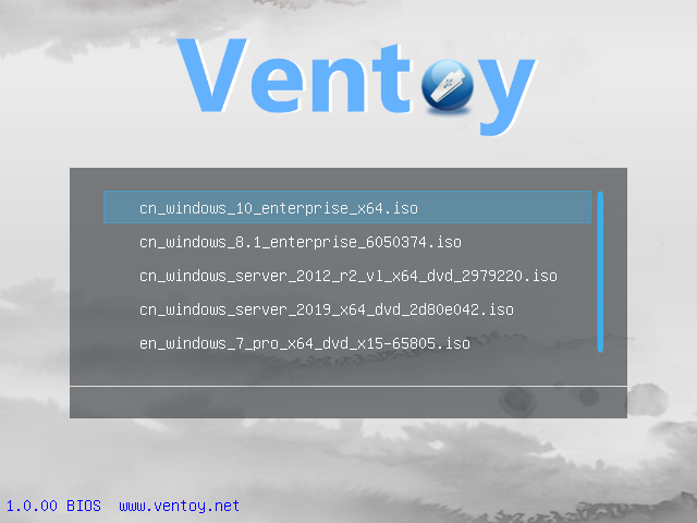 Boot several ISO images from a single USB thumb drive with Ventoy